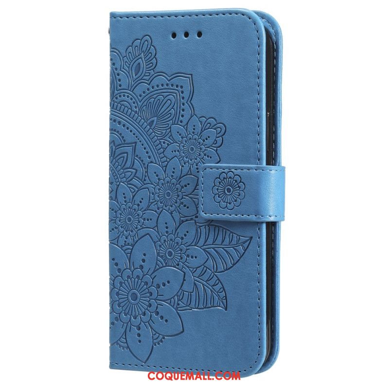 Housse Samsung Galaxy A55 5G Fleur Mandala à Lanière