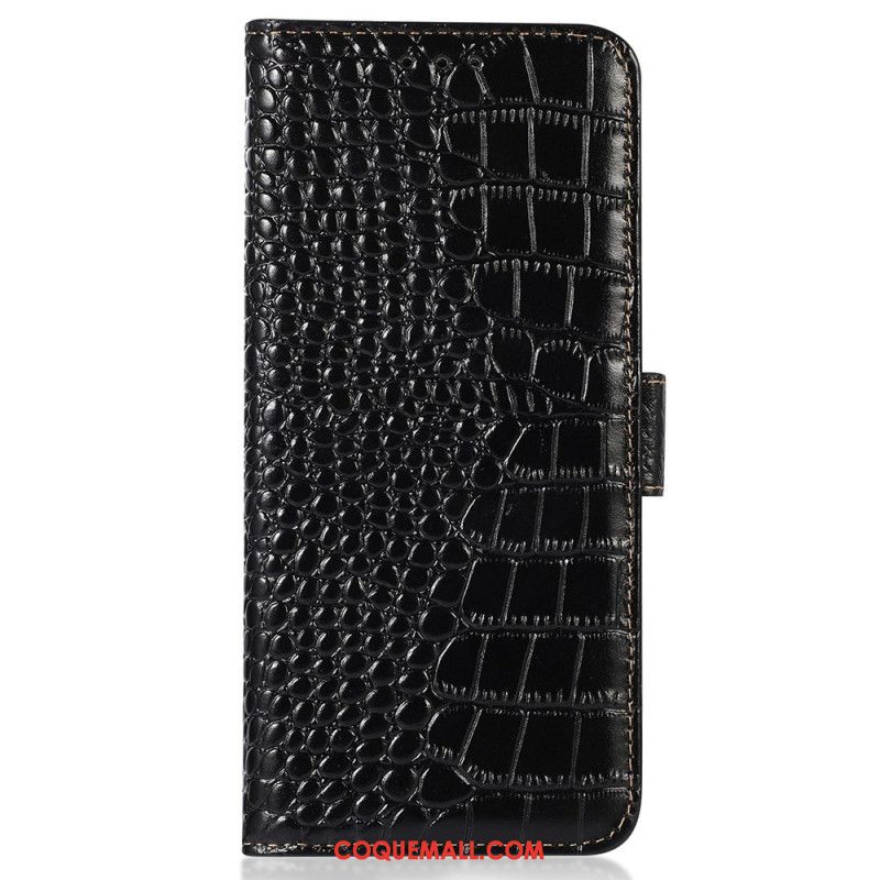 Housse Samsung Galaxy A55 5G Style Crocodile avec Blocage RFID