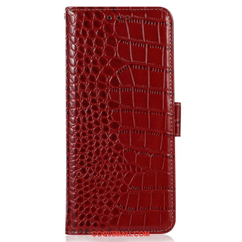 Housse Samsung Galaxy A55 5G Style Crocodile avec Blocage RFID