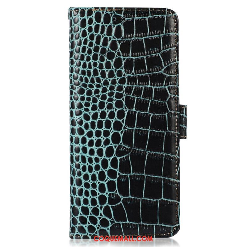 Housse Samsung Galaxy A55 5G Style Crocodile avec Blocage RFID