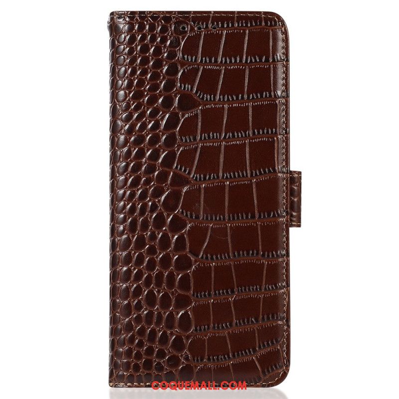 Housse Samsung Galaxy A55 5G Style Crocodile avec Blocage RFID