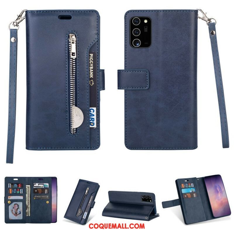 Housse Samsung Galaxy Note 20 Porte-Monnaie avec Lanière