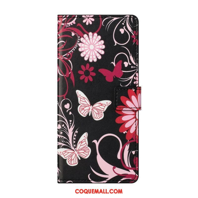 Housse Samsung Galaxy S21 5G Papillons et Fleurs