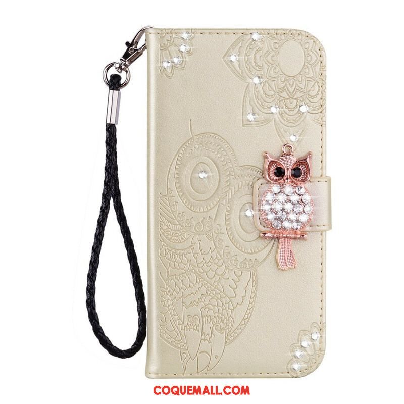 Housse Samsung Galaxy S21 Plus 5G Hibou Mandala et Breloque