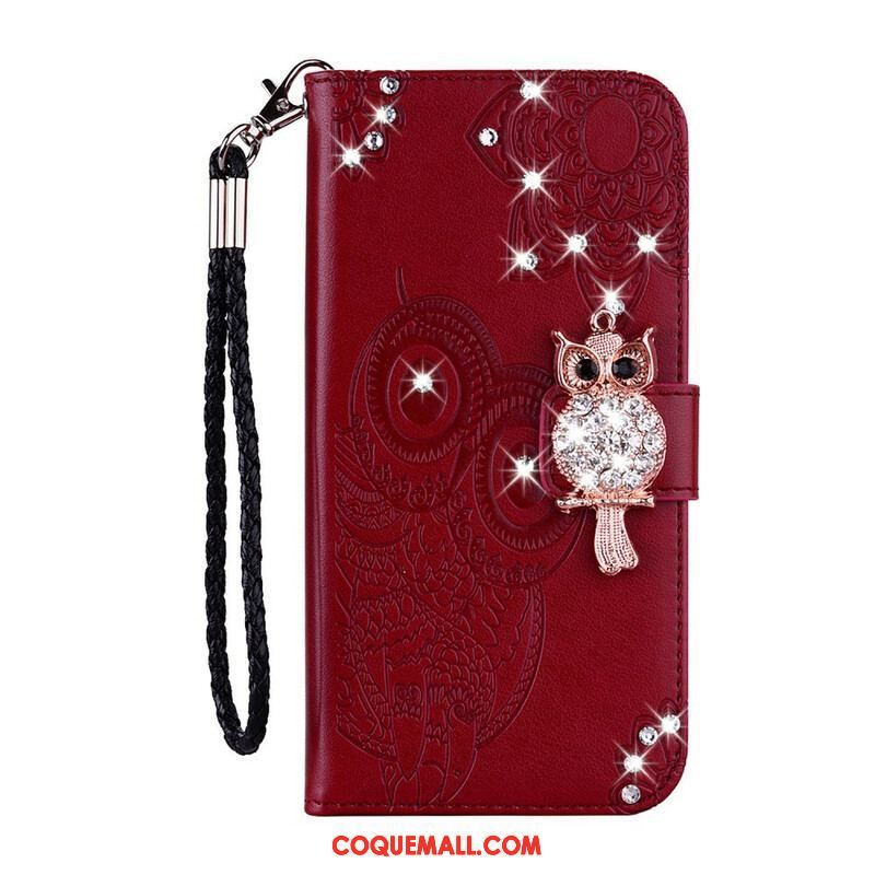 Housse Samsung Galaxy S21 Plus 5G Hibou Mandala et Breloque