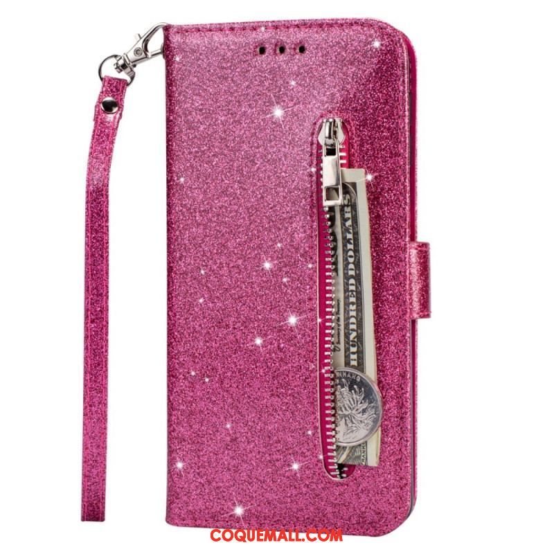 Housse Samsung Galaxy S22 5G Porte-Monnaie Paillettes