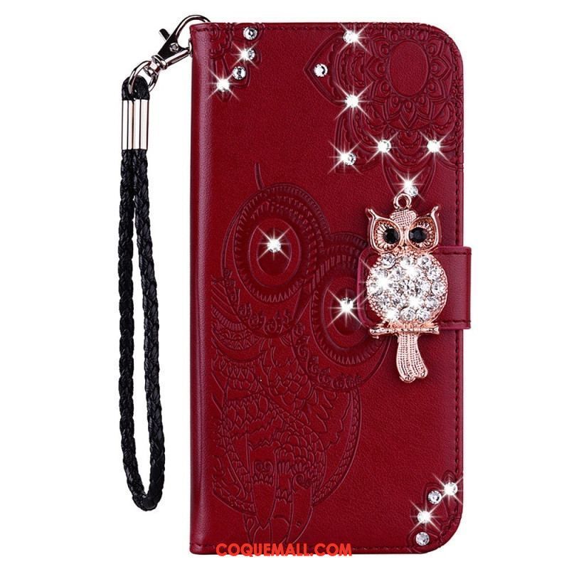 Housse Samsung Galaxy S23 5G Hibou Mandala et Breloque