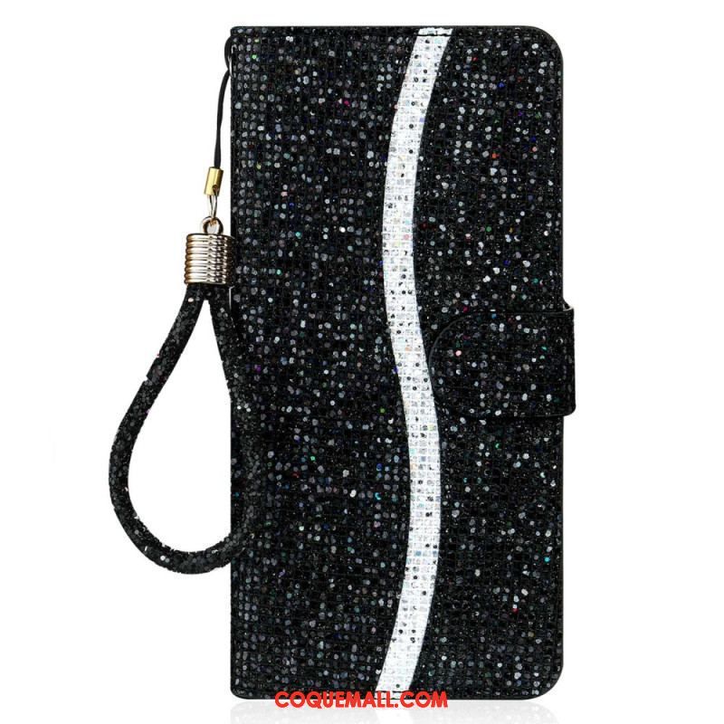 Housse Samsung Galaxy S23 5G Paillettes à Lanière