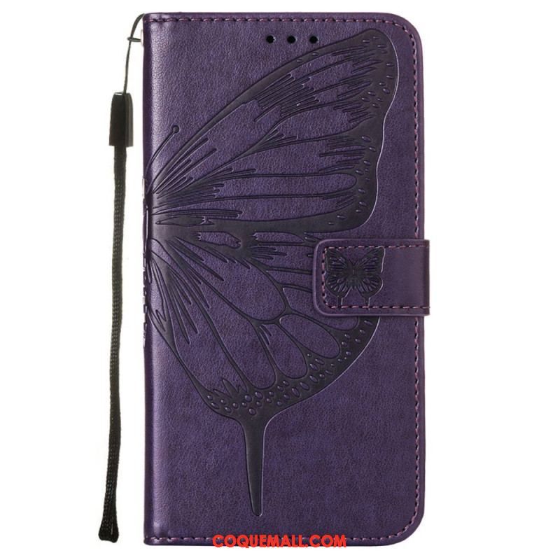 Housse Samsung Galaxy S23 Plus 5G Papillon Baroque à Lanière