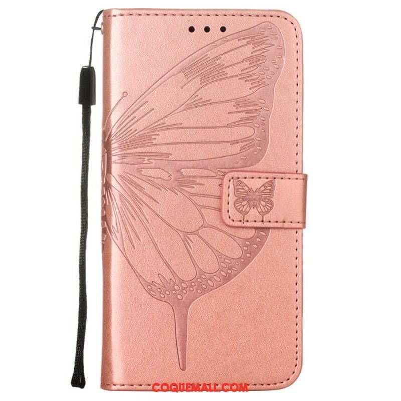 Housse Samsung Galaxy S23 Plus 5G Papillon Baroque à Lanière