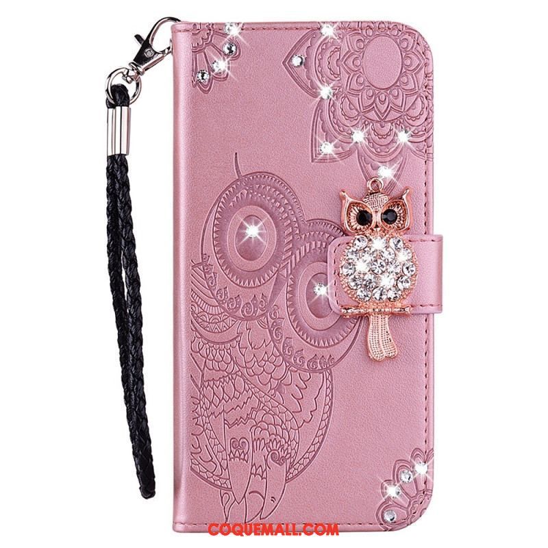 Housse Samsung Galaxy S23 Ultra 5G Hibou Mandala et Breloque