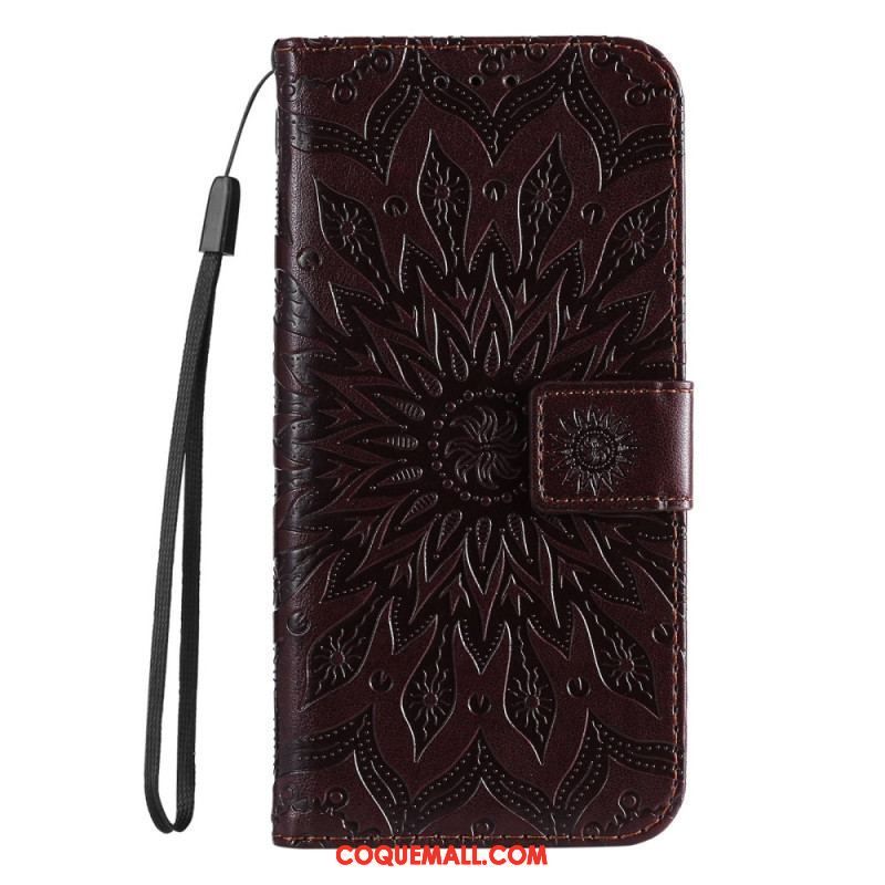 Housse Samsung Galaxy S23 Ultra 5G Mandala Soleil avec Lanière