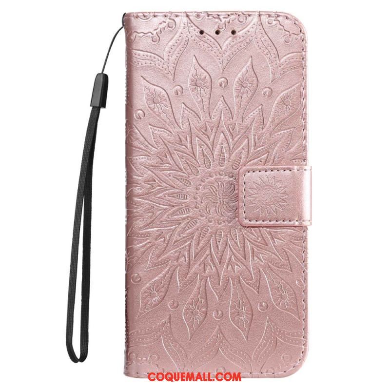 Housse Samsung Galaxy S23 Ultra 5G Mandala Soleil avec Lanière