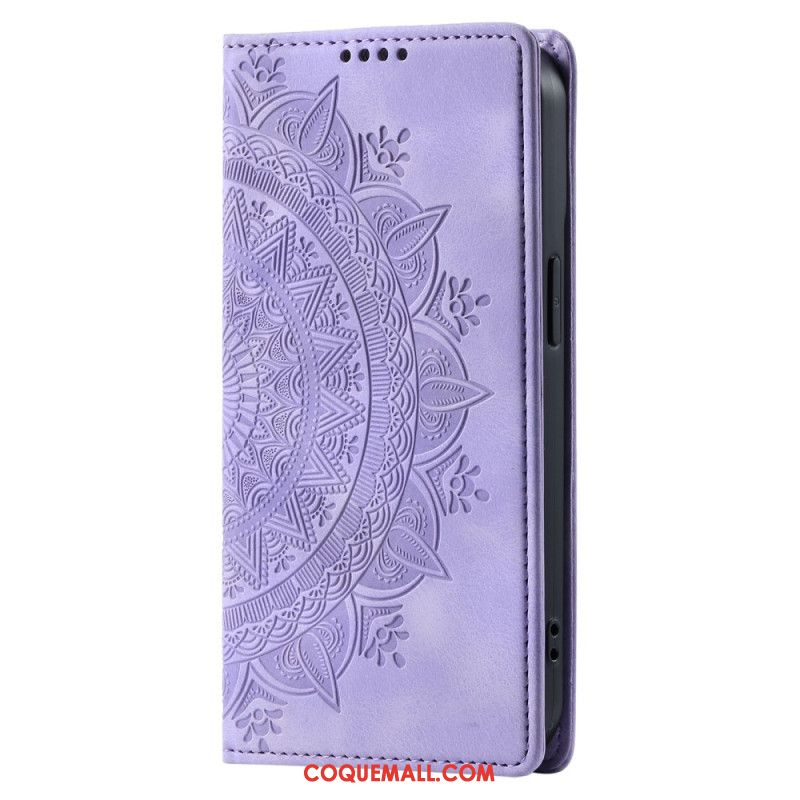 Housse Samsung Galaxy S24 5G Mandala Discret à Lanière