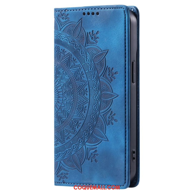 Housse Samsung Galaxy S24 5G Mandala Discret à Lanière