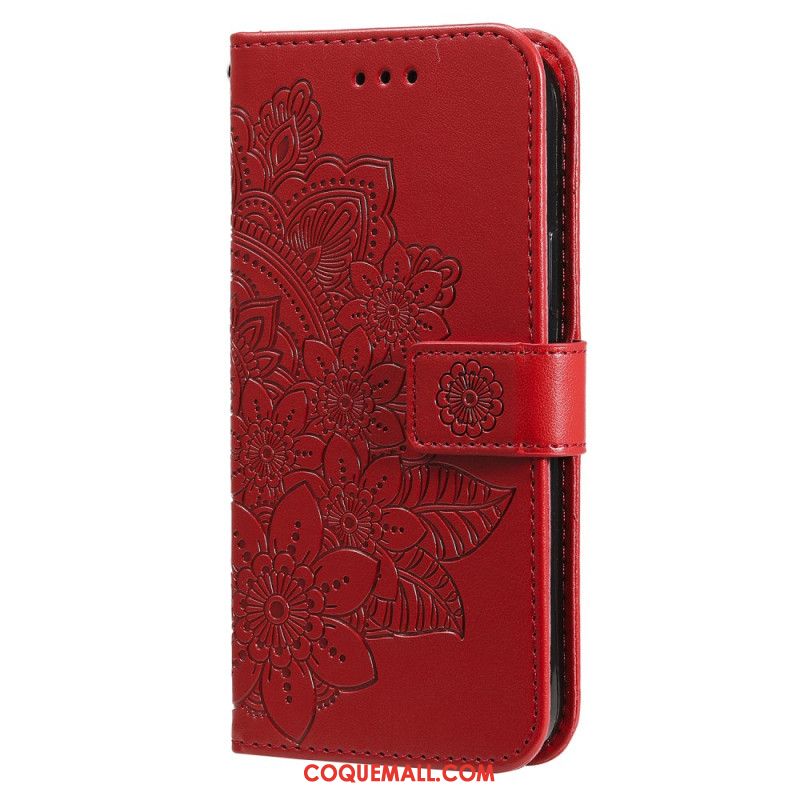 Housse Samsung Galaxy S24 5G Mandala Floral avec Lanière