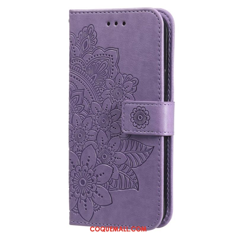 Housse Samsung Galaxy S24 5G Mandala Floral avec Lanière