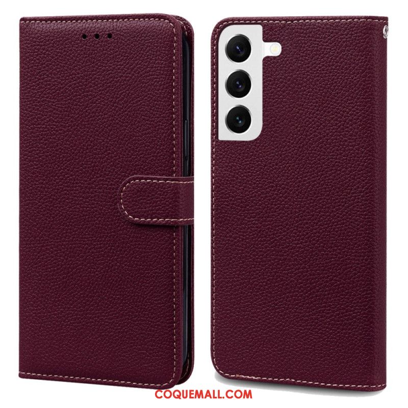 Housse Samsung Galaxy S24 5G Simili Cuir Litchi à Lanière