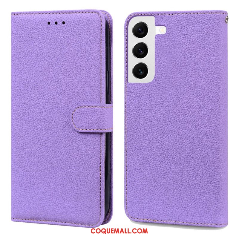 Housse Samsung Galaxy S24 5G Simili Cuir Litchi à Lanière