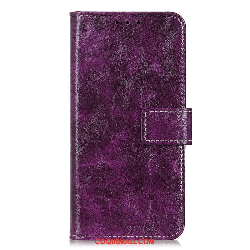 Housse Samsung Galaxy S24 5G Simili Cuir Vernie Coutures Apparentes