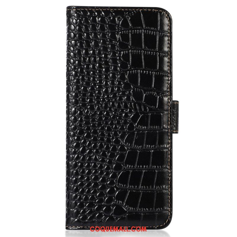 Housse Samsung Galaxy S24 Ultra 5G Style Crocodile avec Technologie de Blocage RFID