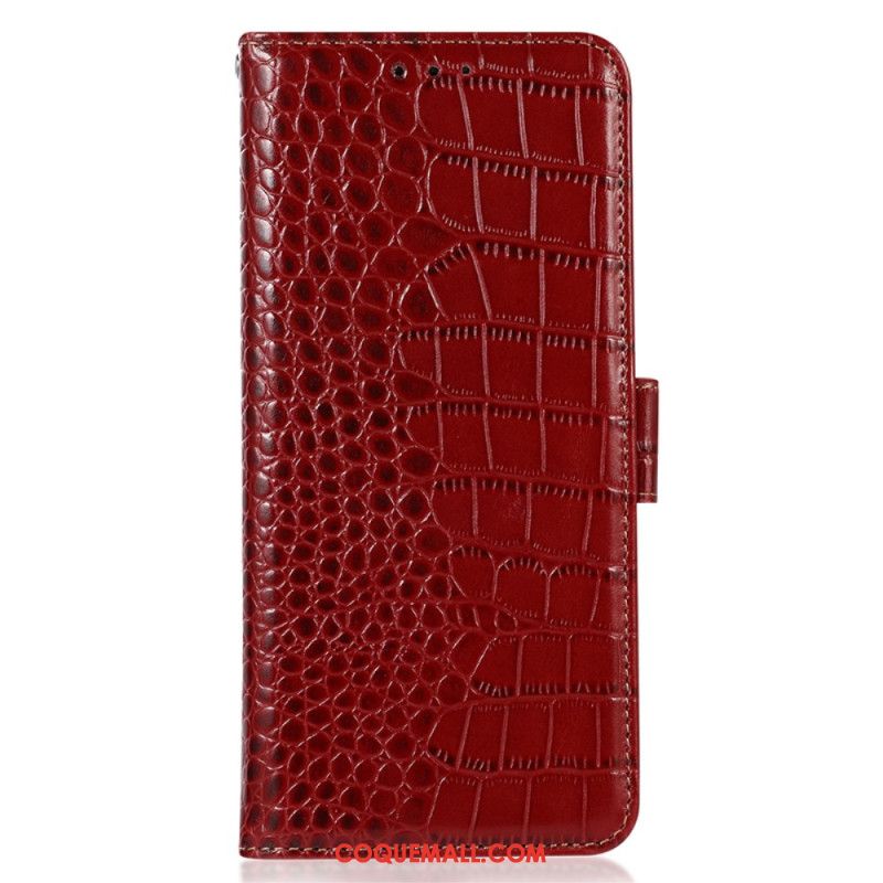 Housse Samsung Galaxy S24 Ultra 5G Style Crocodile avec Technologie de Blocage RFID