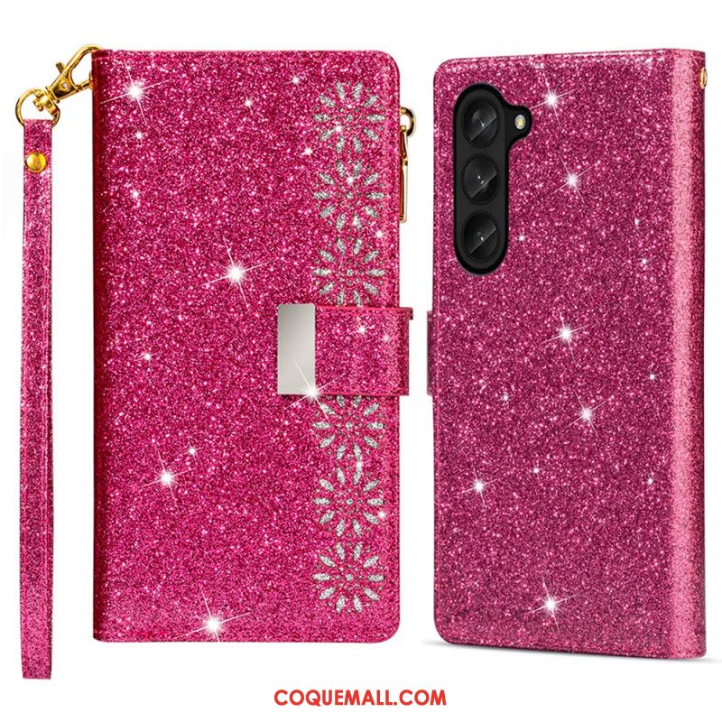 Housse Samsung Galaxy Z Fold 5 Paillettes Portefeuille