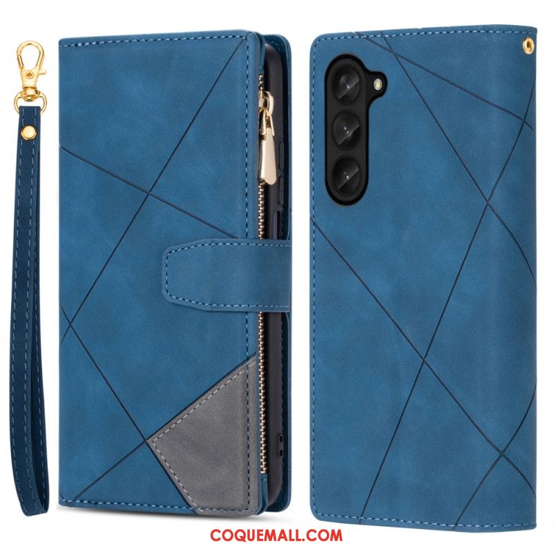 Housse Samsung Galaxy Z Fold 5 Porte-Monnaie avec Lanière