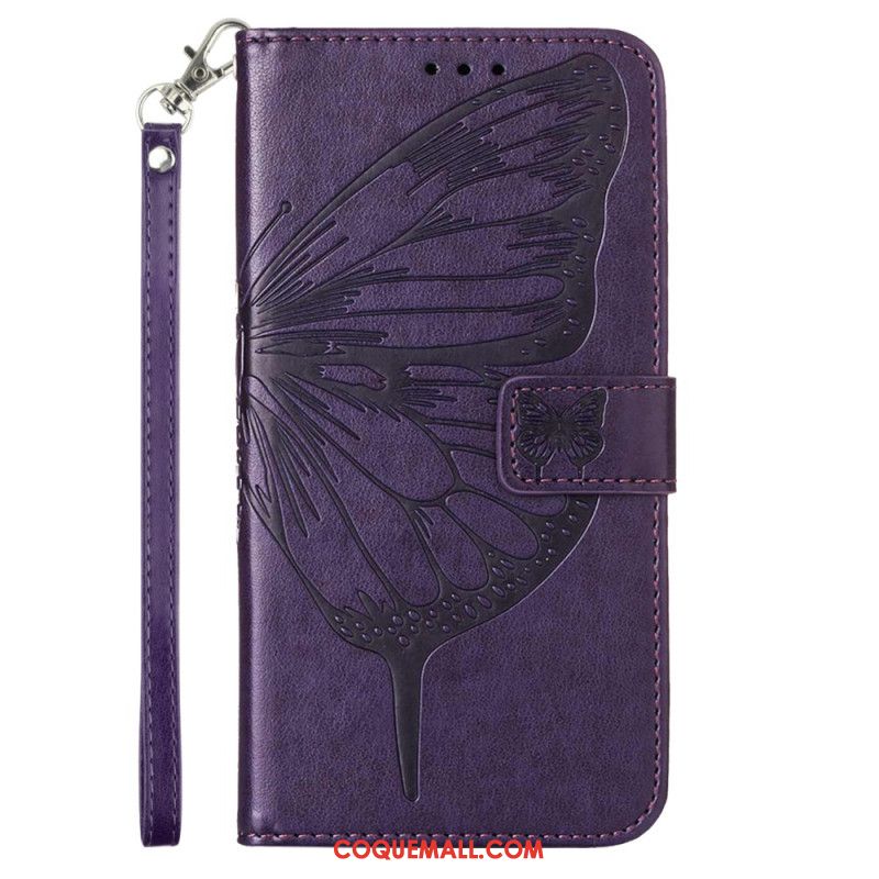 Housse Samsung Galaxy Z Fold 6 Papillon Floral à Lanière