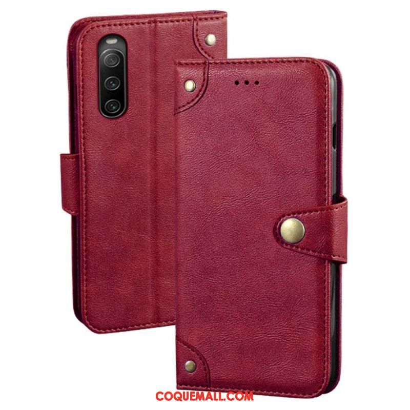 Housse Sony Xperia 10 IV Style Cuir avec Rivets IDEWEI