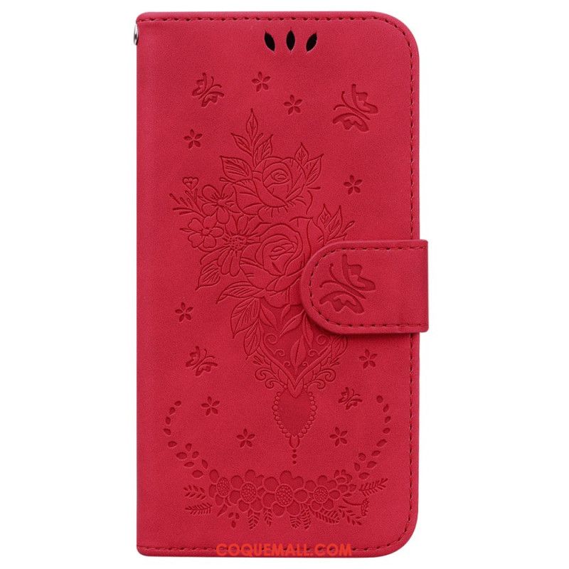 Housse Sony Xperia 10 VI Motif Roses à Lanière