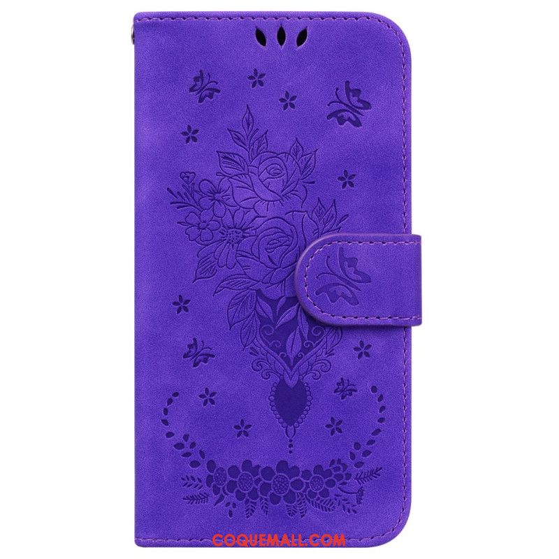 Housse Sony Xperia 10 VI Motif Roses à Lanière