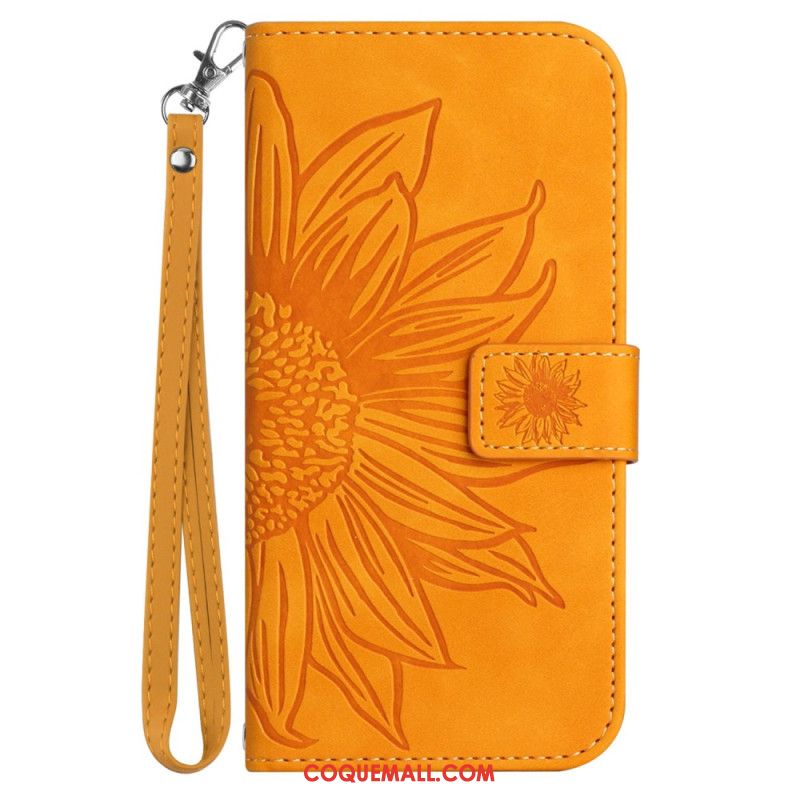 Housse Sony Xperia 10 VI Motif Tournesol à Lanière