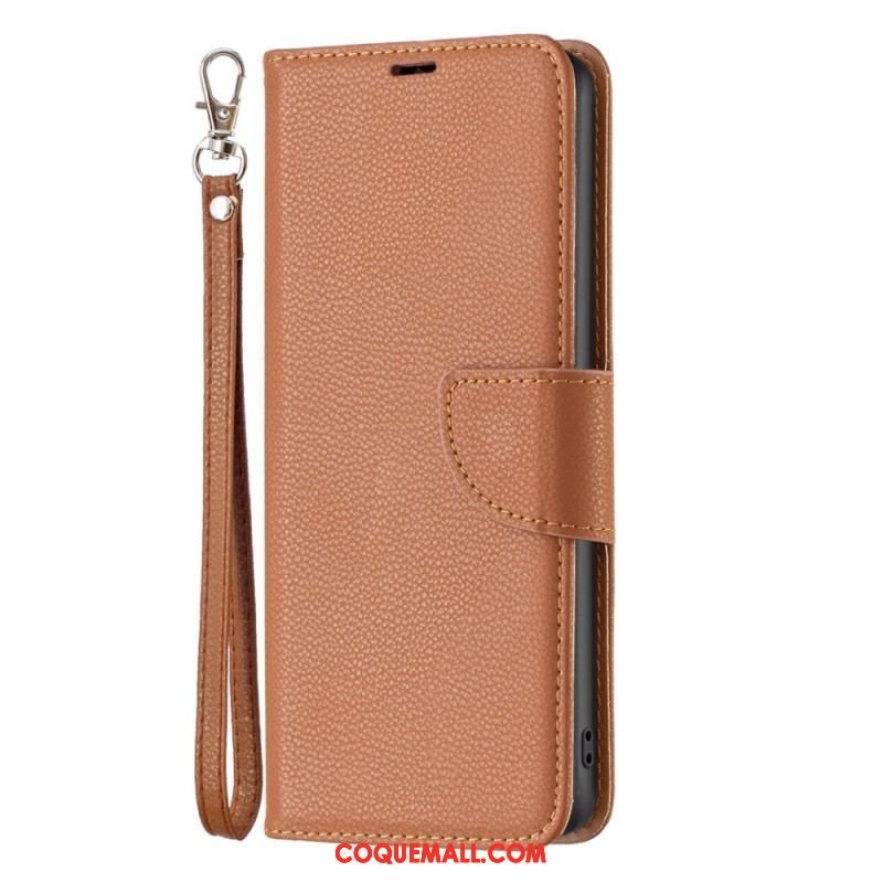 Housse Xiaomi 12T / 12T Pro Style Cuir Litchi à Lanière