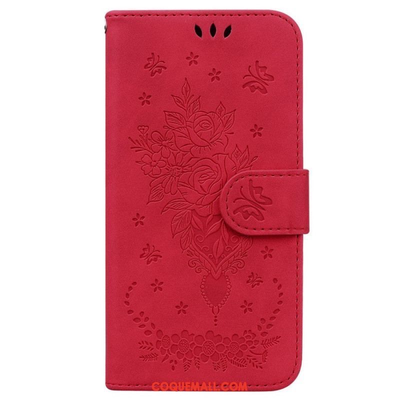 Housse Xiaomi 13 Roses et Papillons à Lanière