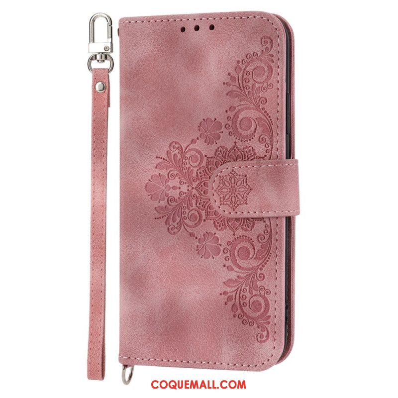 Housse Xiaomi 14 Motif Floral Lanière et Bandoulière