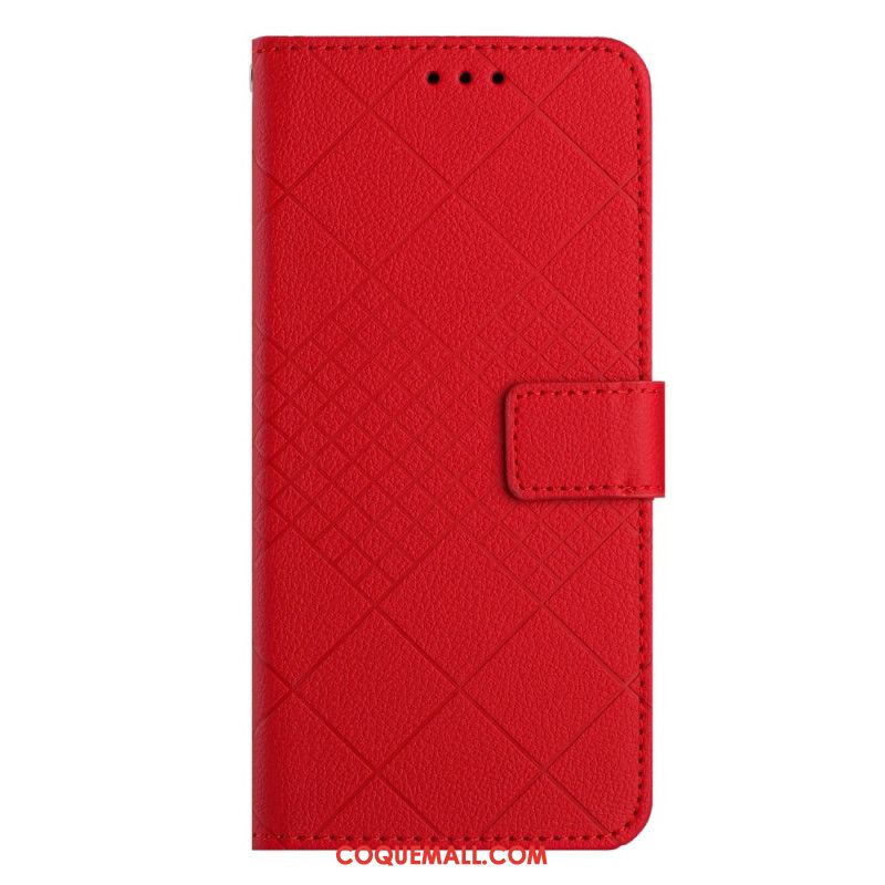 Housse Xiaomi 14 Texture Litchi Losanges à Lanière