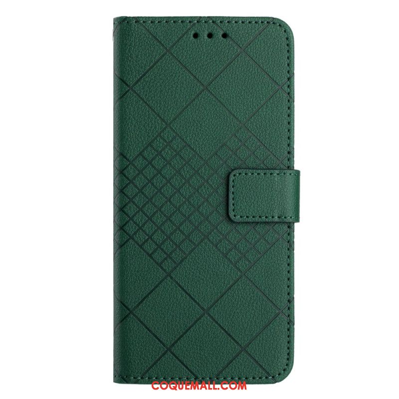 Housse Xiaomi 14 Texture Litchi Losanges à Lanière