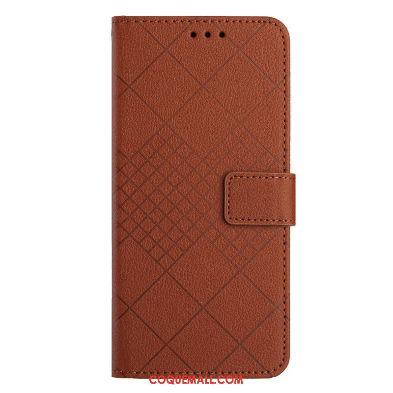 Housse Xiaomi 14 Texture Litchi Losanges à Lanière