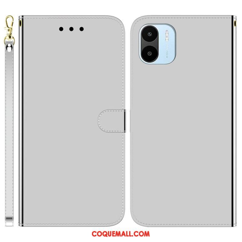 Housse Xiaomi Redmi A1 Simili Cuir Miroir avec Lanière