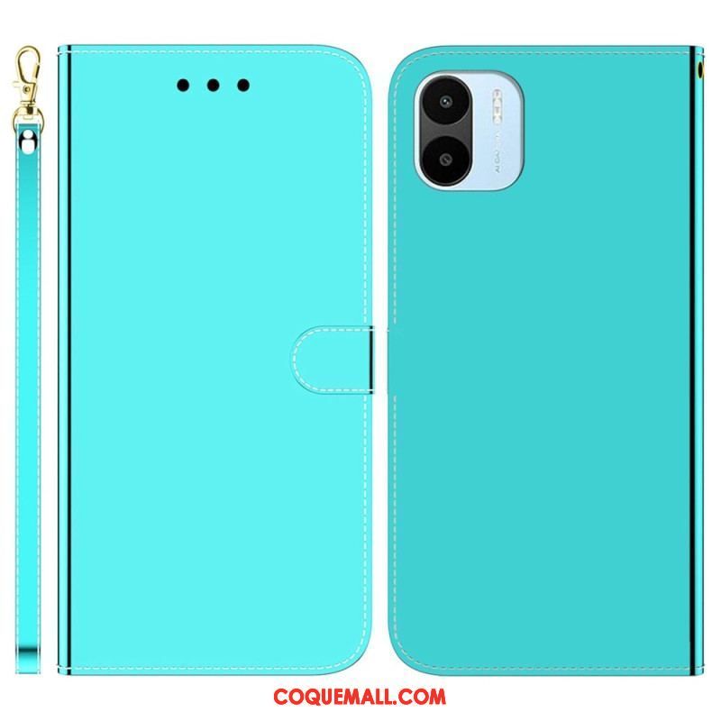 Housse Xiaomi Redmi A1 Simili Cuir Miroir avec Lanière