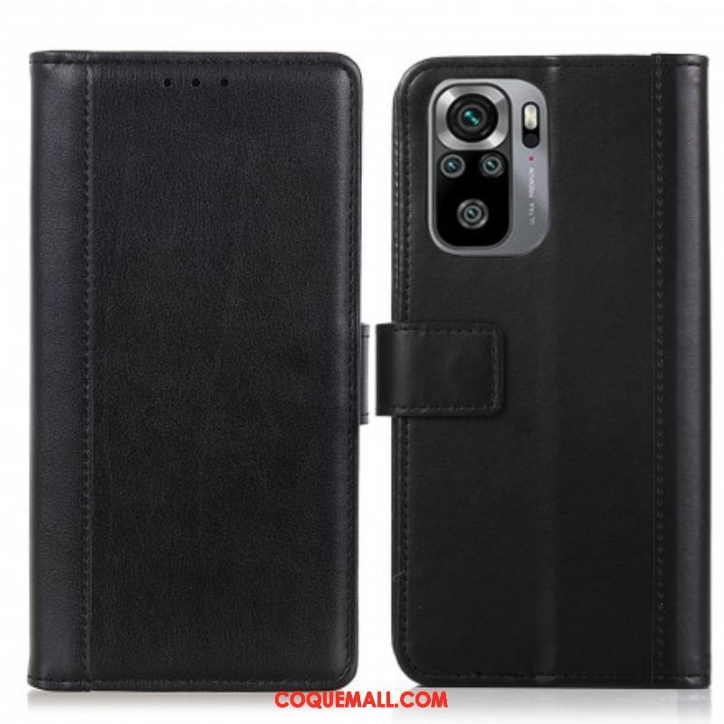 Housse Xiaomi Redmi Note 10/10S/Poco M5s Style Cuir Fendu