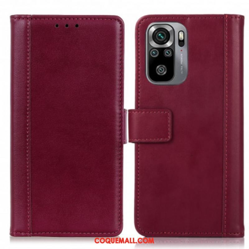 Housse Xiaomi Redmi Note 10/10S/Poco M5s Style Cuir Fendu