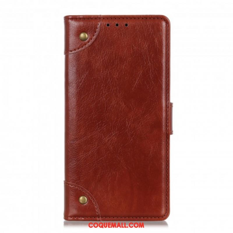 Housse Xiaomi Redmi Note 10 Pro Style Cuir Nappa Rivets Vintage