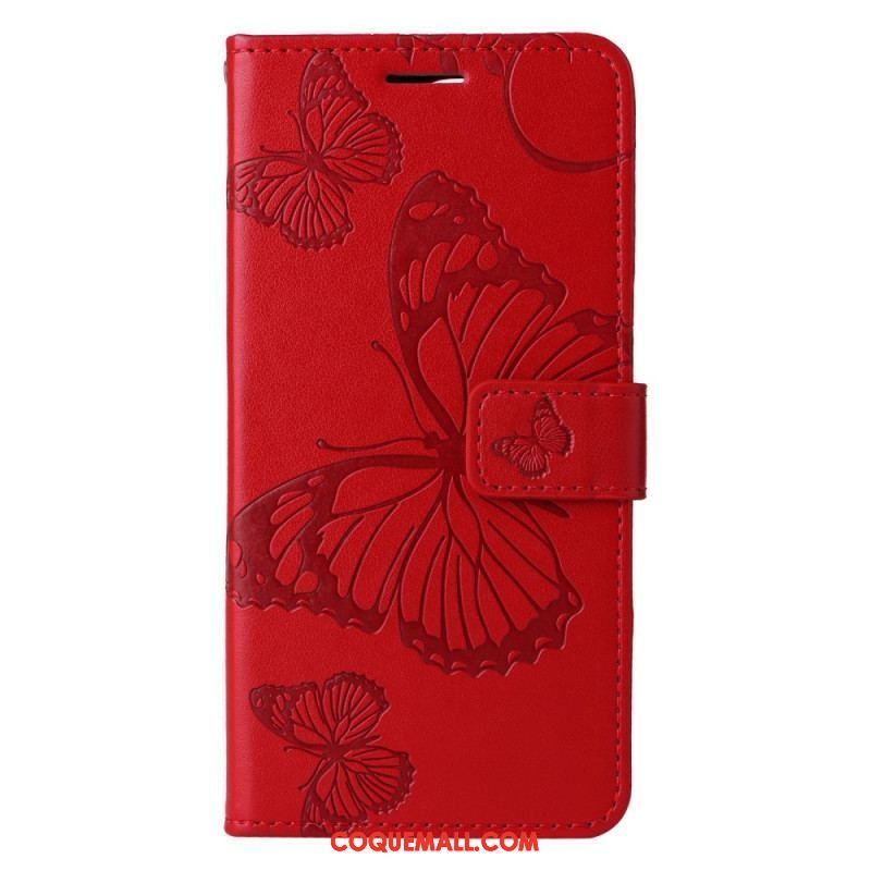 Housse Xiaomi Redmi Note 12/Poco X5 5G Papillons Géants à Lanière