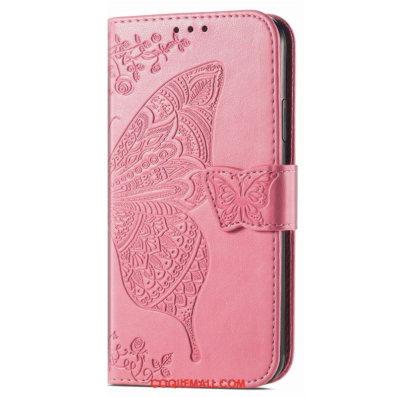 Housse Xiaomi Redmi Note 13 4G Papillon Baroque à Lanière