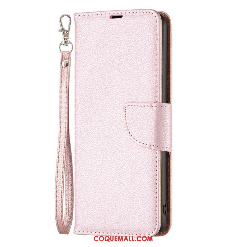 Housse Xiaomi Redmi Note 13 4G Style Cuir Litchi avec Lanière