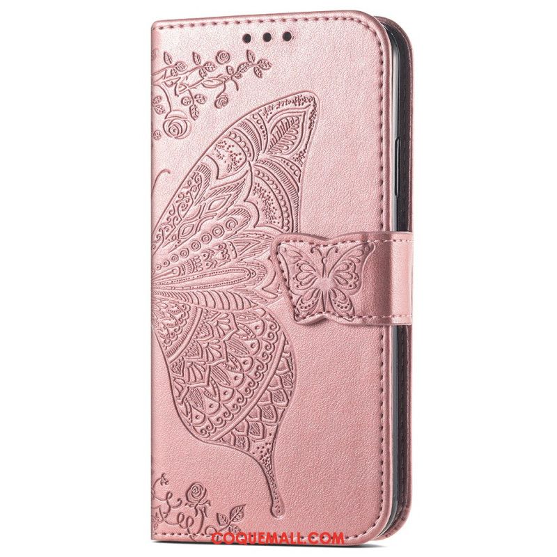 Housse Xiaomi Redmi Note 13 5G Papillon Baroque à Lanière