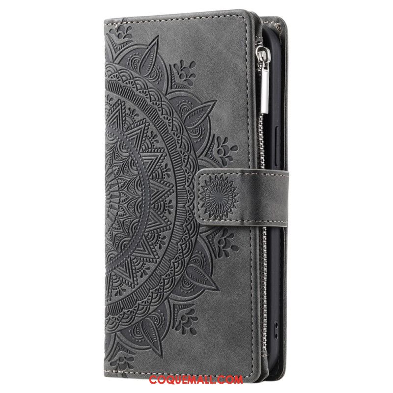 Housse Xiaomi Redmi Note 13 5G Portefeuille Effet Cuir Mandala à Lanière