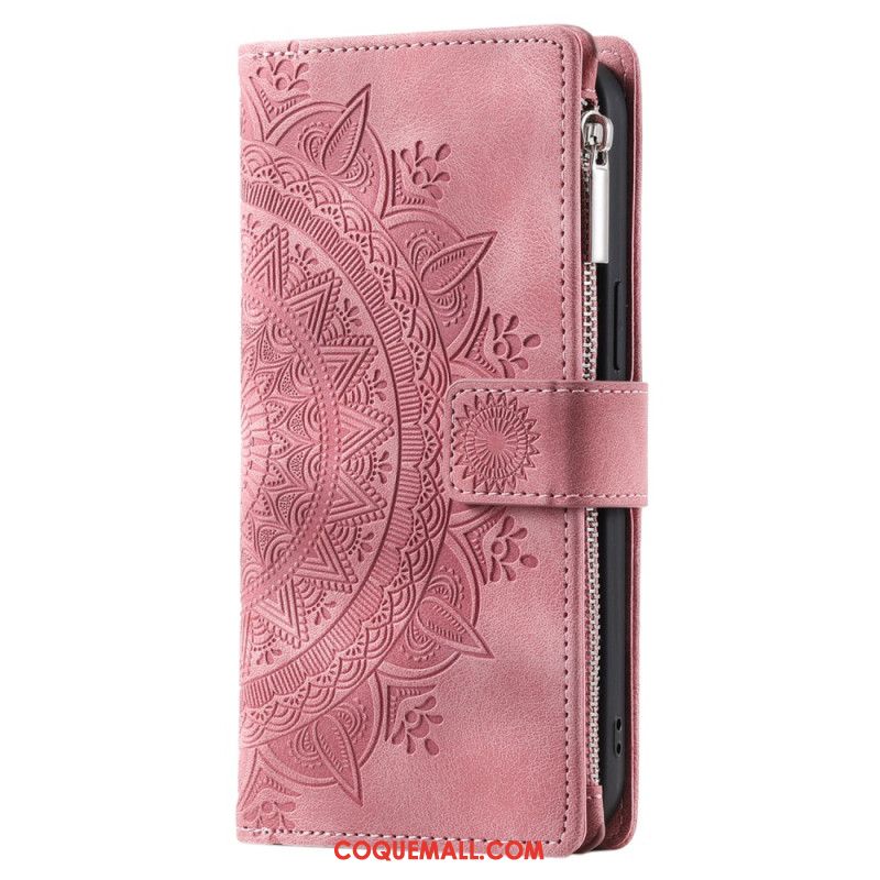 Housse Xiaomi Redmi Note 13 5G Portefeuille Effet Cuir Mandala à Lanière